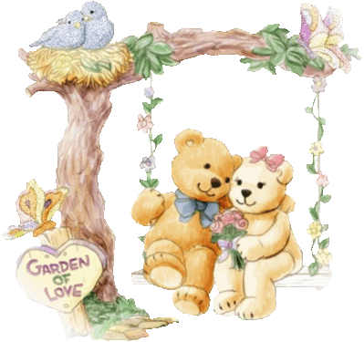 two bears on a swing